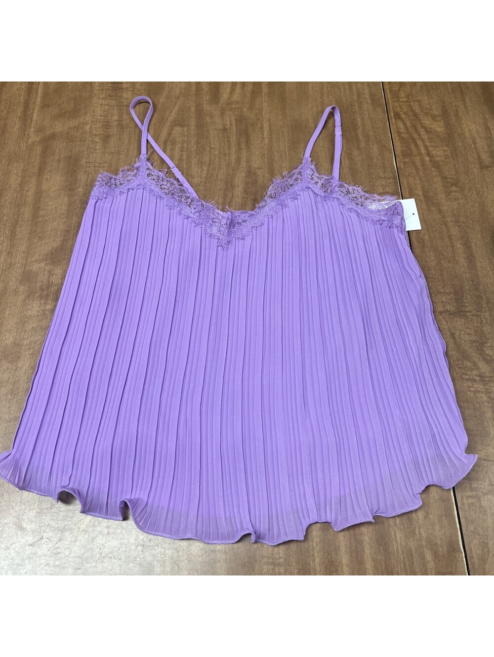 Lush Pleat Lace Camisole in Violet - Size XS Cami Top